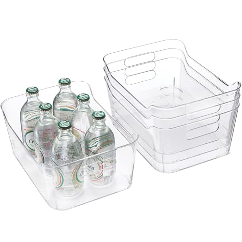 NANLIUJING Kühlschrank Organizer 4er Set, Aufbewahrungsbox Küche Organizer, Fridge Organizer Set, Küchen Organizer für Speisekammer, Gefrierschrank, Schrank, Badezimmer, Büro - BPA-frei 28.5x20.6x13CM von NANLIUJING
