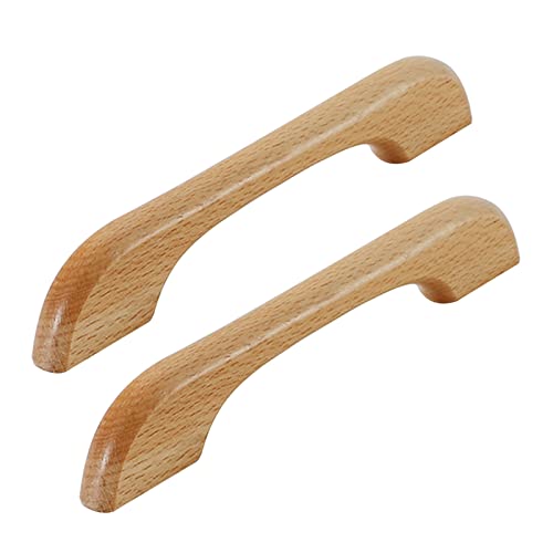 NANNAN0901 2 Stück Massivholz Schrankgriffe Möbelgriffe Türgriffe Holzgriffe Küchenschrank Küchenknöpfe Schlafzimmer Griffe Kleiderschrank Schubladengriff, mit Schrauben (Hole distance 128mm) von NANNAN0901