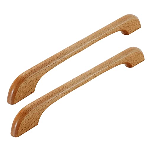 NANNAN0901 2 Stück Massivholz Schrankgriffe Möbelgriffe Türgriffe Holzgriffe Küchenschrank Küchenknöpfe Schlafzimmer Griffe Kleiderschrank Schubladengriff, mit Schrauben (Hole distance 192mm) von NANNAN0901