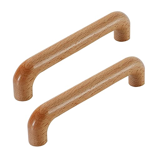 2 Stück Schubladengriffe aus Holz, Stangengriffe Massiv Holzgriffe Schlafzimmer Möbelgriff Garderobengriff Küchenschrankgriffe Türgriffe, mit Schrauben (Hole distance 128mm) von NANNAN0901