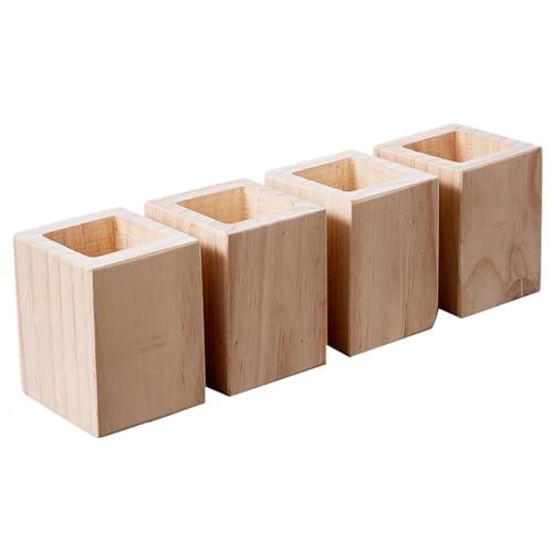 NANNAN3360 Betterhöhungen aus Holz Sofaerhöher 4 Stück Quadratische Möbelererhöher Schwerlast Tischlifte Massivem Holz Möbelfüße, Fügt 5–20 cm Höhe Hinzu (A 10.2cm-Increase Height 10cm) von NANNAN3360