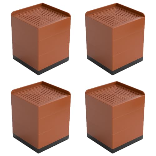 NANNAN3360 Braune Betterhöher Möbelfüße Quadratische Möbelerhöher Kunststoff Sofaerhöhung Schwerlast Tischlifte, für Couch Hocker Nachttische, 4 Stück (11 × 11 × 14cm) von NANNAN3360