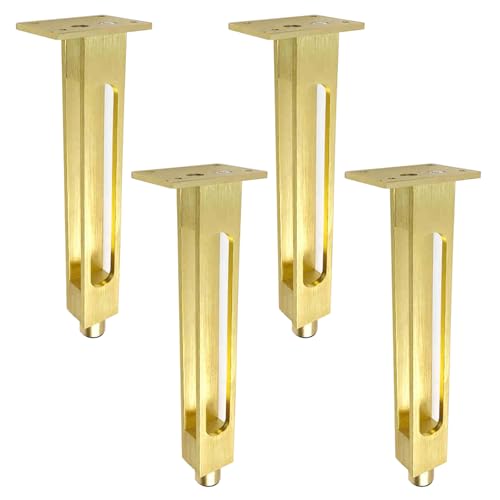 NANNAN3360 Dekorative Sofabeine Gebürstetem Gold Möbelfüße 4 Stück Stützbeine Höhenverstellbar um 0,5 cm Metallfüsse Tischfüße Aluminiumlegierung (20cm) von NANNAN3360