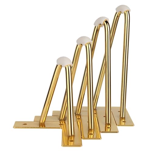 NANNAN3360 Gold Möbelbeine Stützfüße Eisenfüsse 4 Stück Bettfüße Ersatz Sofabeine Möbelfüße Tragkraft Bis 800 kg, für Couch Schrank Nachttisch (10cm) von NANNAN3360
