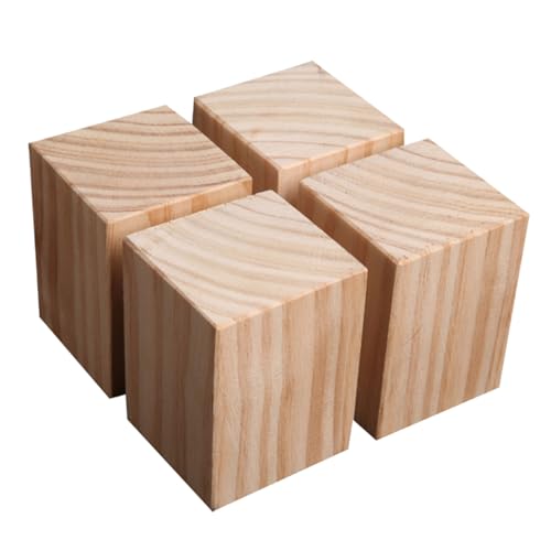NANNAN3360 Holz Betterhöhungen 4 Stück Massivholz Möbelerhöhungen Schwerlast Betterhöher Möbelfüße, für Schränke Tisch Schreibtisch Erhöhtes Gerät (3 × 3 × 5cm) von NANNAN3360