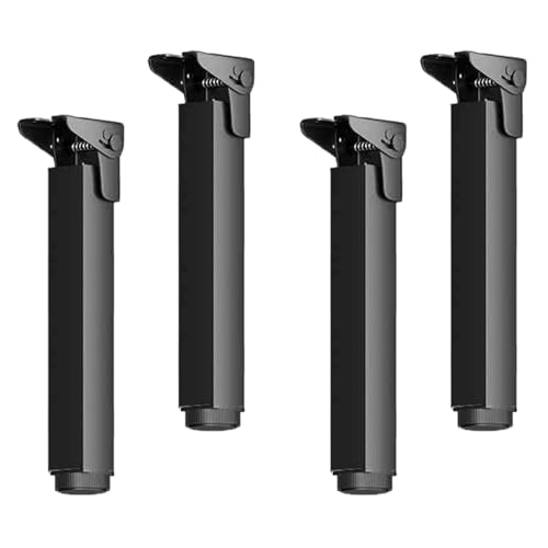 NANNAN3360 Klappbare Möbelfüße Schwarze Möbelbeine Tischbeine aus Eisen Metallfüße 4 Stück Stützfüße Höhenverstellbar um 1 cm, Hardware-Zubehör (45cm) von NANNAN3360