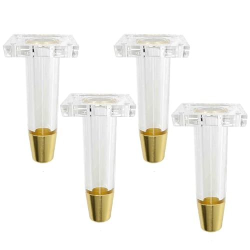 NANNAN3360 Möbelbeine Acryl Möbelfüße Dekorative Sofafüße Transparente Stützbeine 4 Stück Tischfüße, für Nachttische Schränke Betten (Gold,8cm) von NANNAN3360
