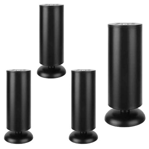 NANNAN3360 Möbelbeine Edelstahl Sofabeine Verstellbare Möbelfüße Schwarze Schrankfüße 4 Stück Stützbeine für Bett Couch Tisch Nachttisch (18cm) von NANNAN3360