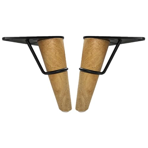 NANNAN3360 Möbelbeine Massivholz Bettfüße 2 Stück Möbelfüsse Ersatz Sofabeine Holzfarbene Tischfüße Tragkraft Bis 500 kg, mit Befestigungs Schraube (18cm) von NANNAN3360