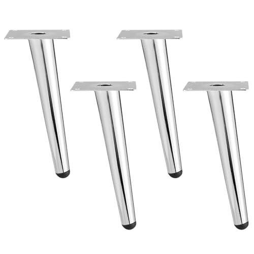 NANNAN3360 Schräge Möbelbeine Konische Möbelfüße Metallbeine Sofafüße Silberfarbene Tischfüße 4 Stück Bettfüße Möbel Ersatzbeschläge, mit Schraube (12cm) von NANNAN3360