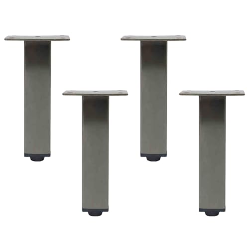 NANNAN3360 Schwarze Bettfüße Möbelbeine aus Edelstahl Möbelfüsse Ersatz Füße Sofafüße Höhenverstellbar 1 cm Metallbeine Stützfüße mit Schraube, 4 Stück (20cm) von NANNAN3360