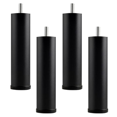 NANNAN3360 Schwarze Schrankfüße Verstellbare Möbelfüße Stützbeine Metallfüsse Aluminiumlegierung Tischfüße für Sofa Bett Couch Stuhl Füße, 4 Stück (18cm,M6) von NANNAN3360