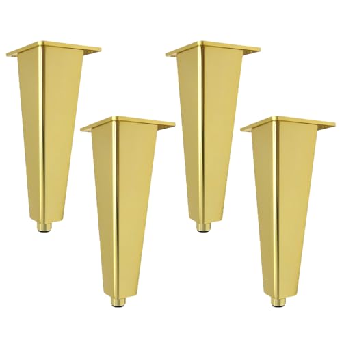 NANNAN3360 Sofafüße aus Aluminiumlegierung Möbelbeine Gold Möbelfüße Metallfüsse Bettfüße Höhenverstellbar um 1 cm Ersatz Kabinettbeine DIY-Möbelbeschläge, 4 Stück (10cm) von NANNAN3360