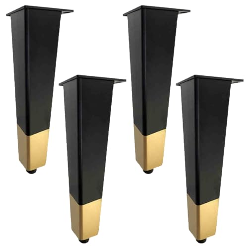 NANNAN3360 Sofafüße aus Aluminiumlegierung Möbelfüsse 4 Stück Möbelbeine Verstellbare Bettfüße Tragkraft Bis 1000 kg Ersatz Tischfüße, Schwarz + Gold (18cm) von NANNAN3360
