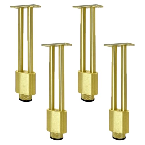 NANNAN3360 Sofafüße in gebürstetem Gold Möbelbeine Dekorative Möbelfüße 4 Stück Tischbeine Höhenverstellbar um 0,5 cm Metallfüsse Schrankfüße, Aluminiumlegierung (12cm) von NANNAN3360