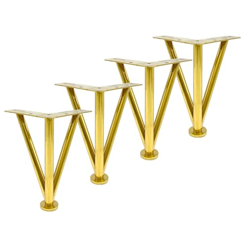 NANNAN3360 Tischbeine Edelstahl Möbelfüsse Metallfüße Dekorative Sofafüße Goldene Möbelbeine Verstellbare Bettfüße Möbel-Ersatzbeschläge, 4 Stück (28cm) von NANNAN3360