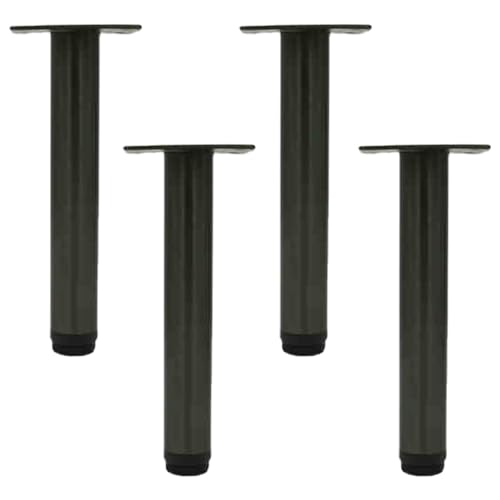 NANNAN3360 Tischbeine aus Edelstahl Möbelfüße Schwarze Möbelbeine Metallfüsse Sofafüße Höhenverstellbar 1,5 cm Ersatz Füße Bettfüße mit Schraube, 4 Stück (18cm) von NANNAN3360