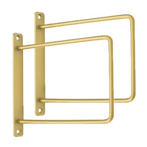 Quadratische Regalhalterungen Metallhalterung Goldene Wandkonsole Regalstützen aus Eisen 2 Stück Schwerlast Regalträger, für Küche Schlafzimmer Badezimmer (300mm/11.8in) von NANNAN3360