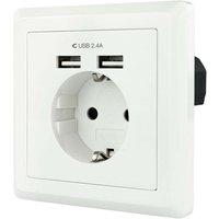 Schuko-Steckersockel mit 2 USB-Buchsen von NANO CABLE
