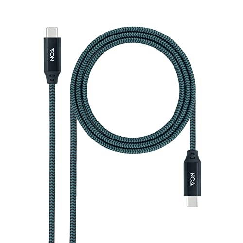 Nanocable 10.01.4302-COMB - USB 3.2 Gen2x2 20Gbps 5A/100W 4K/60Hz USB-C/M-USB-C/M Kabel, Farbe Grau/Schwarz, 2 m von Nanocable