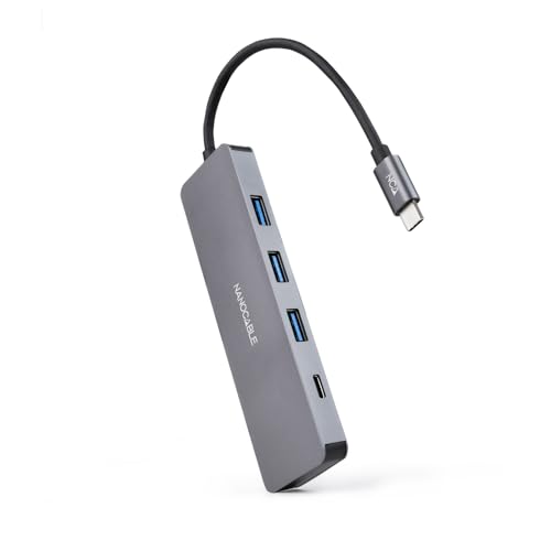 NANOCABLE 10.16.4409 – USB-C-Konverter-Hub zu 3 USB-A 3.0-Buchsenanschlüssen + 1 USB-C-Buchsenanschluss, Aluminium, 10 cm, Grau NANOCABLE 10.16.4409 – USB-C-Konverter-Hub zu 3 USB-A 3.0-Buchsenanschlüssen + 1 USB-C-Buchsenanschluss, Aluminium, 10 cm, Grau von NANOCABLE
