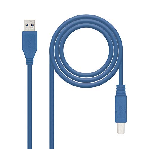 Nanocable 10.01.0802-BL - USB 3.0 Kabel für Drucker, Typ A/M-B/M, männlich-männlich, blau, 2.0 mts von NANOCABLE