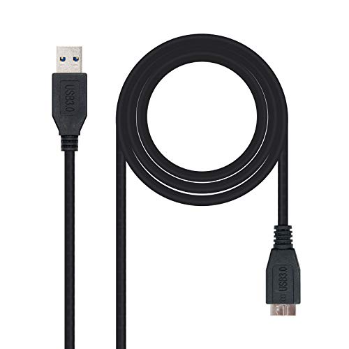 Nanocable 10.01.1101-BK - USB 3.0 auf Micro USB 3.0 Kabel, Hauptanwendung in Mobil und Digitalkameras, Typ A/M-Micro B/M, männlich-männlich, schwarz, 1.0 mts von NANOCABLE