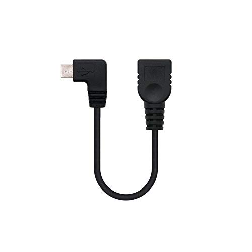 Nanocable 10.01.3100 - USB 2.0 OTG Kabel Geschichtetes (On-The-GO), Typ Micro A/M-A/H, männlich-weiblich, schwarz, 15 cms von NANOCABLE