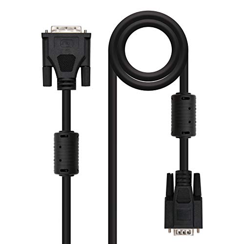 Nanocable 10.15.0405 - DVI zu SVGA Kabel mit Ferrit für Monitor, männlich-männlich, DVI 18+5/M-HDB15/M, schwarz,5.0 mts Nanocable 10.15.0405 - DVI zu SVGA Kabel mit Ferrit für Monitor, männlich-männlich, DVI 18+5/M-HDB15/M, schwarz,5.0 mts von NANOCABLE