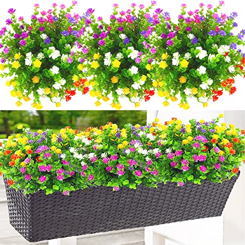 NANQWIN 12 Bündel Künstliche Blumen Outdoor Indoor, Künstliche Kunstblumen UV-beständige Sträucher Pflanzen zum Aufhängen Pflanzer Zuhause Hochzeit Veranda Fenster (6 Colors) von NANQWIN