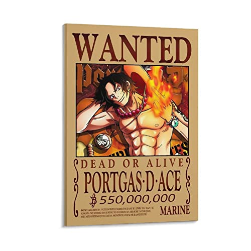 NANXIANG Anime One Piece Wanted Poster, Portgas D Ace Kunstwerke, Bilddruck, Poster, Wandkunst, Gemälde, Leinwand, Dekoration, Heimposter, 20 x 30 cm von NANXIANG