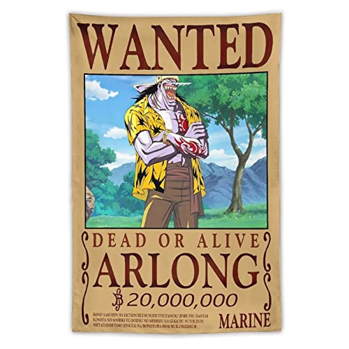 NANXIANG Anime One Piece Wanted Poster Arlong Bild Druck Wandkunst Tapisserie Gemälde Polyester Tapisserie Kunstwerke Geschenkidee Raum Ästhetik 101,6 x 152,4 cm von NANXIANG
