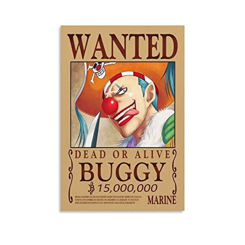 NANXIANG Anime One Piece Wanted Poster Buggy Leinwand-Kunst-Poster und Wandkunstdruck, moderne Familiendekoration, Poster, 20 x 30 cm von NANXIANG