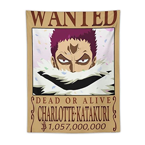 NANXIANG Anime One Piece Wanted Poster Charlotte Katakuri Bild Druck Wandkunst Tapisserie Gemälde Polyester Tapisserie Kunstwerke Geschenkidee Raum Ästhetik 76,2 cm x4 von NANXIANG