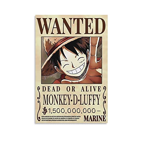 NANXIANG Anime One Piece Wanted Poster Monkey D. Luffy Poster Gemälde Leinwand Wandkunst Wohnzimmer Poster Gemälde 60 x 90 cm von NANXIANG