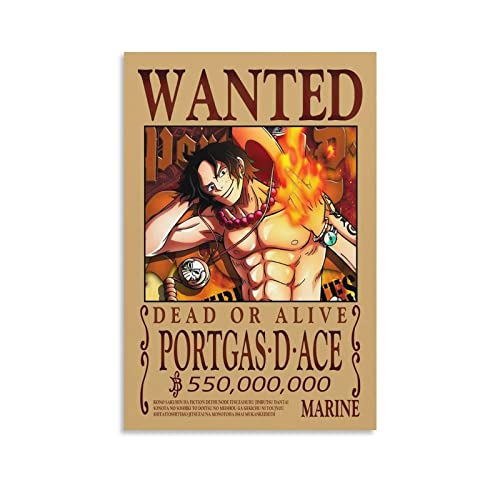 NANXIANG Anime One Piece Wanted Poster Portgas D Ace Home Decor Poster Wandkunst Hängende Bild Druck Dekorative Malerei Poster 08x12inch (20x30cm) von NANXIANG