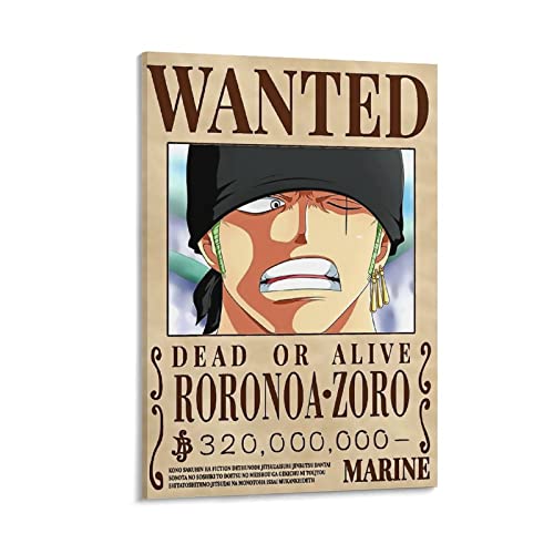 NANXIANG Anime One Piece Wanted Poster Roronoa Zoro Poster Wandkunst Gemälde Leinwanddrucke Dekor Poster Kunstwerke 30 x 45 cm von NANXIANG