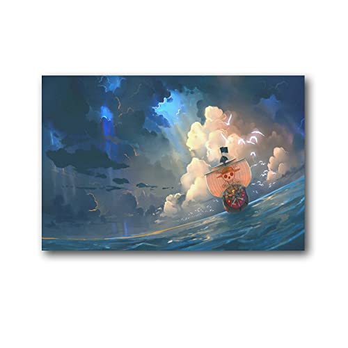 NANXIANG Ein Stück - Anime-Poster, tausend sonniges Gemälde auf Leinwand, Wandkunst, Poster, Scrollbild, Druck, Wanddekoration, Heimposter, 50 x 75 cm von NANXIANG