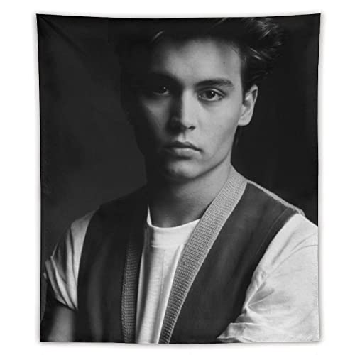 NANXIANG Johnny Depp berühmter Musiker Young Handsome Wandteppich (1) Polyester Tapisserie Wandkunst Bild Drucke zum Aufhängen von NANXIANG