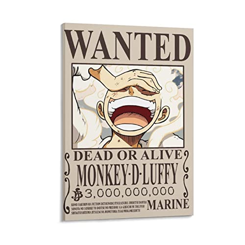 NANXIANG One Piece Wanted Luffy Artworks Leinwand-Poster, Wandkunstdruck, moderne Dekoration, 60 x 90 cm von NANXIANG