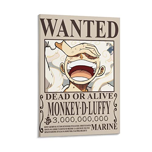 NANXIANG One Piece Wanted Luffy Bilddruck, Wandkunst, Poster, Malerei, Leinwand, Poster, Kunstwerke, Raumästhetik, 50 x 75 cm von NANXIANG