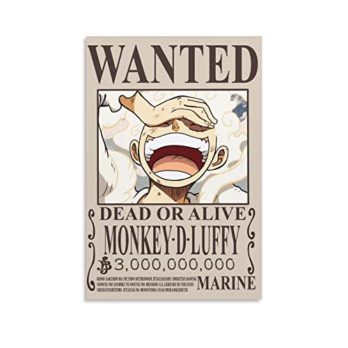 NANXIANG One Piece Wanted Luffy Leinwand-Kunstposter und Wandkunstdruck, moderne Familiendekoration, Poster, 50 x 75 cm von NANXIANG