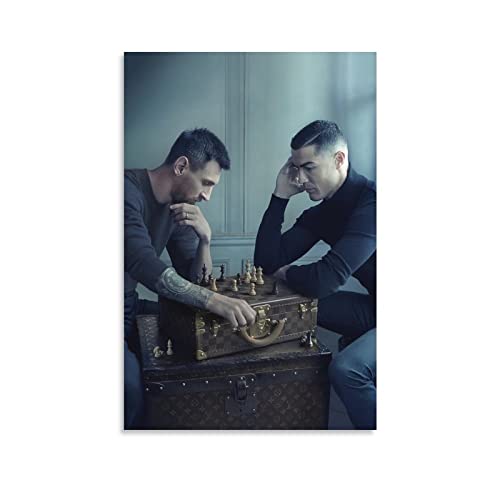 NANXIANG Zwei Fußball-Superstars spielen Schach zusammen Wandkunst Bild Gemälde Poster Leinwand Druck Poster Kunstwerke Raumdekoration 50 x 75 cm von NANXIANG