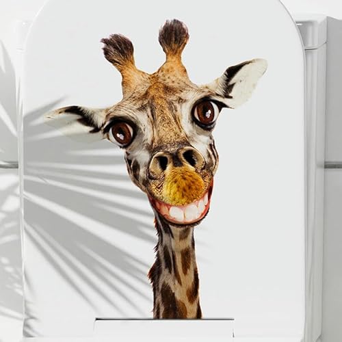 NANZU 25 * 32 cm 4 stücke Selbstklebende Giraffe Wc Aufkleber Lustige Wc-Sitz Aufkleber Für Deckel Badezimmer Wand Auto Aufkleber von NANZU