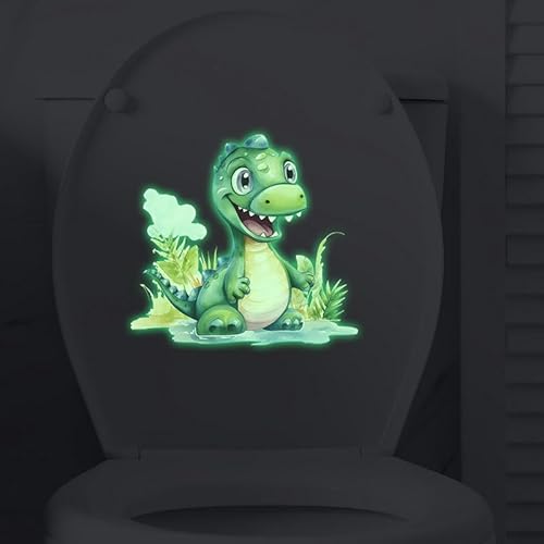 27 * 29 cm 2 stücke Nette Dinosaurier Grün Licht Leuchtende Wc Aufkleber Lustige Wc-Sitz Aufkleber Für Deckel Badezimmer Wand Auto Aufkleber von NANZU