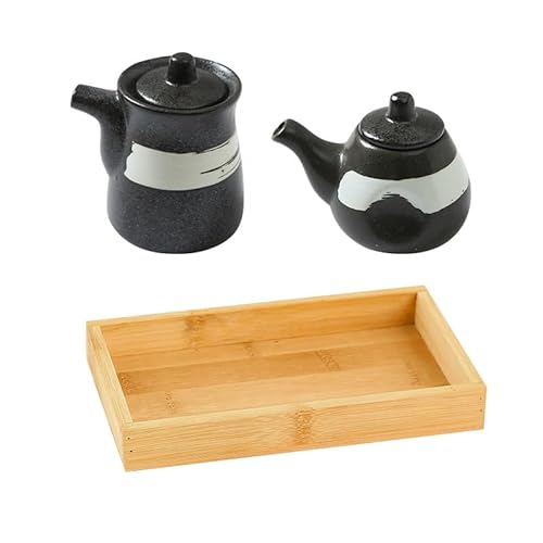 NANZU 1 Stück/Set mit 2 200-ml-Keramik-Ölspenderflaschen mit Deckel, Sojasauce-Gewürzbehälter, kein Tropf, Öl-Essig-Menage für die Küche, Olivenöl-Topf von NANZU