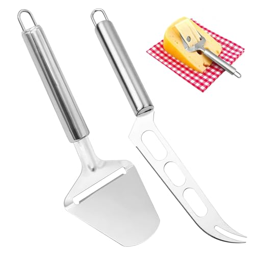 NAOKETENT Käsehobel,2 Stück Edelstahl Käsemesser,Käseschneider für Weichkäse,Schokolade,Pizza,Kuchen,Käsemesser Set von NAOKETENT