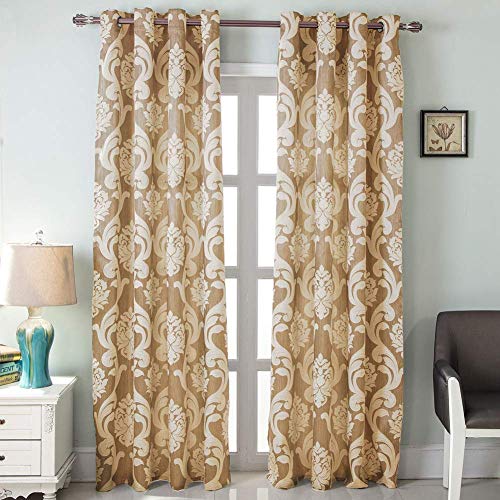 NAPEARL Damast Vorhänge für Wohnzimmer, Gothic Jacquard Vorhang Drapes mit Blumenmuster Beige Vorhänge für Schlafzimmer 84 Zoll Länge, 2er Set Paneele, je 52 x 84 Zoll von NAPEARL