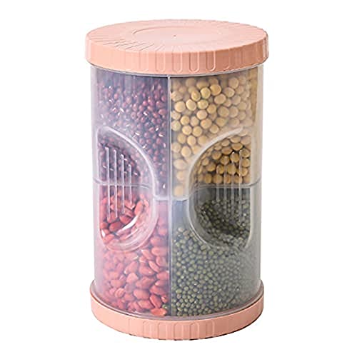 NAQ Vorratsdosen Schüttdosen Müsli aufbewahrung Frischhaltedosen Mit 4 Fächern Zylindrisch BPA-Frei Frischhaltedosen Streudosen Vorratsbehälter Cornflakes Aufbewahrungsbox (Rosa) von NAQ