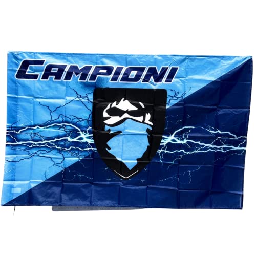 NARAMAKI Flagge 90 x 140 cm 100% Polyester - Finale Cup - Tifo- Blau Schwarz Blau Champions Wappen Neapel - int - von NARAMAKI